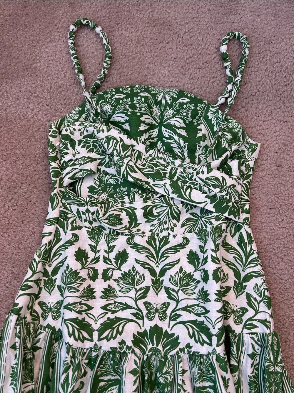 Anthropologie- Farm Rio Delicate Tapestry Midi Green dress - Picture 3 of 10